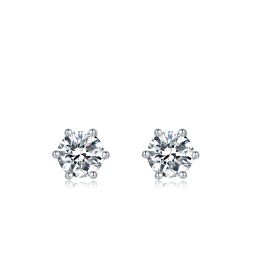 Classic Jewelry 925 Sterling Silver Moissanite Women Engagement Hollowed Six Prongs Large Diamond Wedding Party Stud Earrings